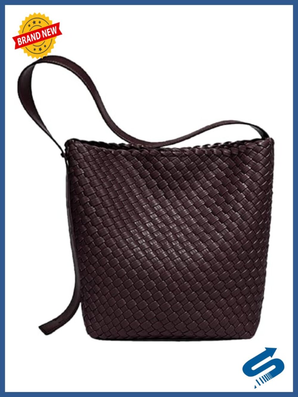 Woven Vegan Leather Tote Bag Women Shoulder Purse Beach Travel Handbag